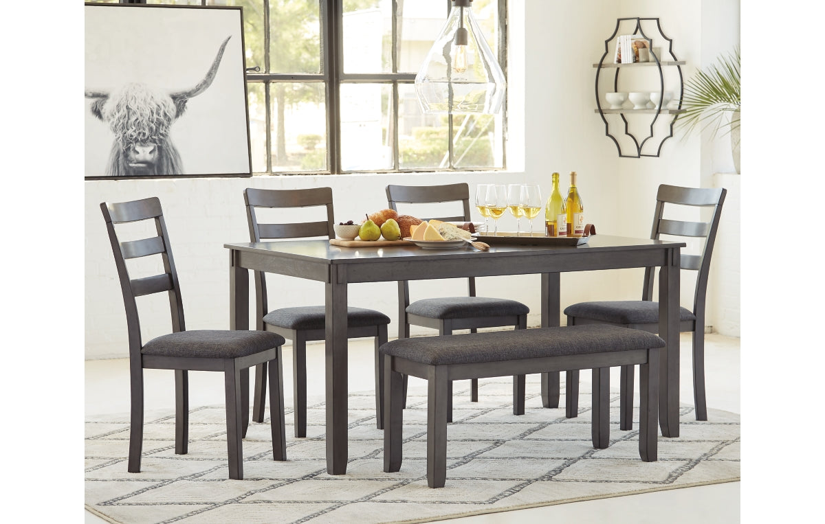 Bridson Dining Table and Chairs with Bench (Set of 6)