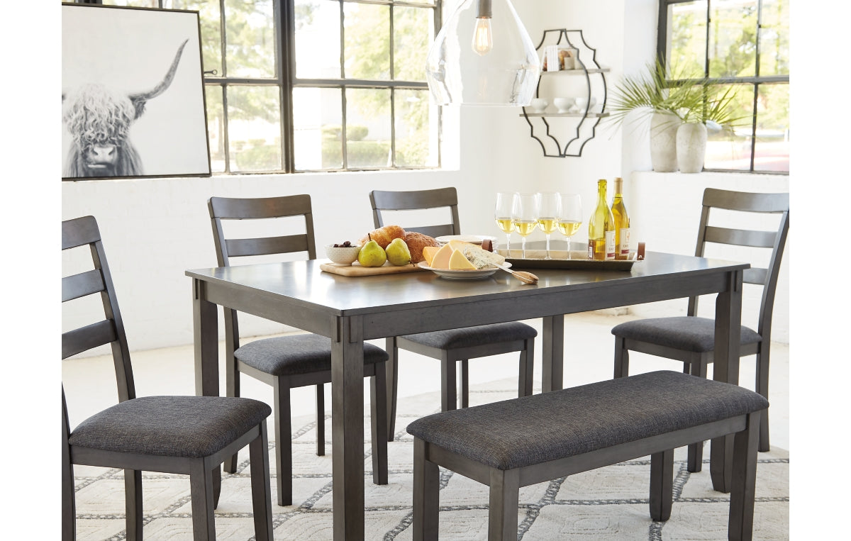 Bridson Dining Table and Chairs with Bench (Set of 6)