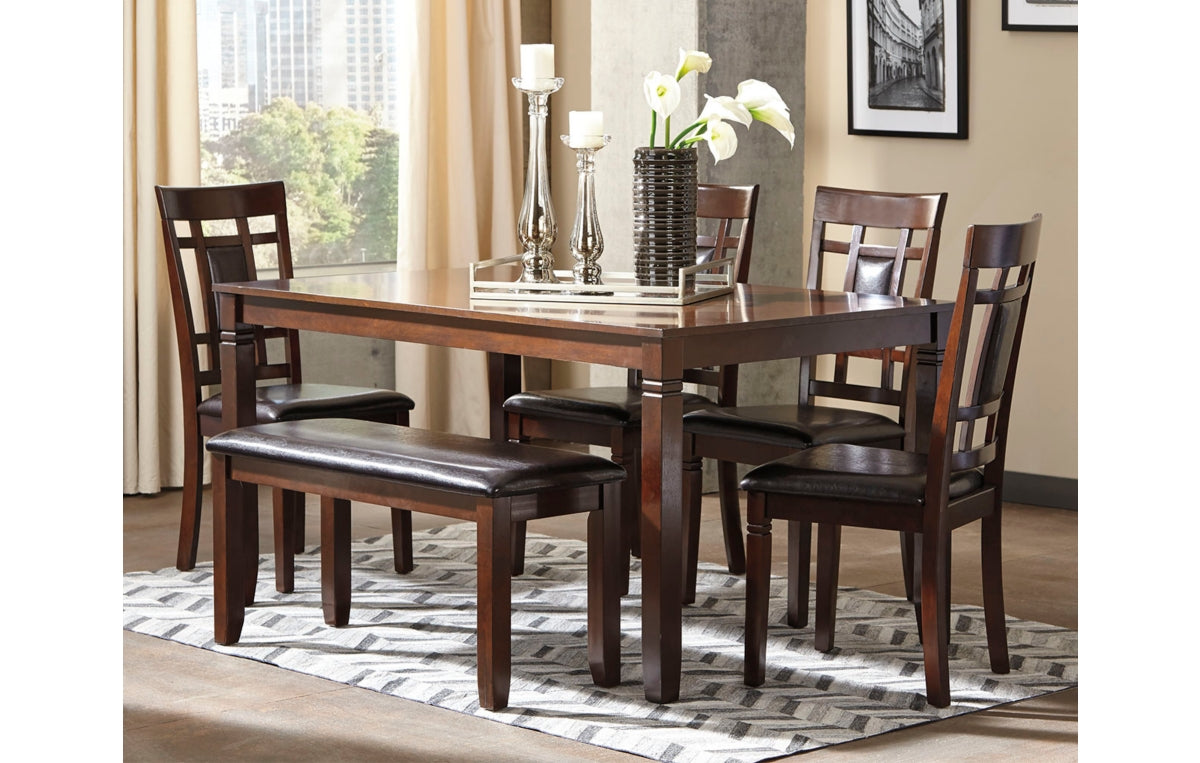Bennox Dining Table and Chairs with Bench (Set of 6)