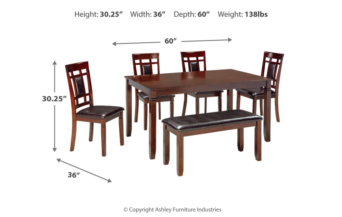 Bennox Dining Table and Chairs with Bench (Set of 6)