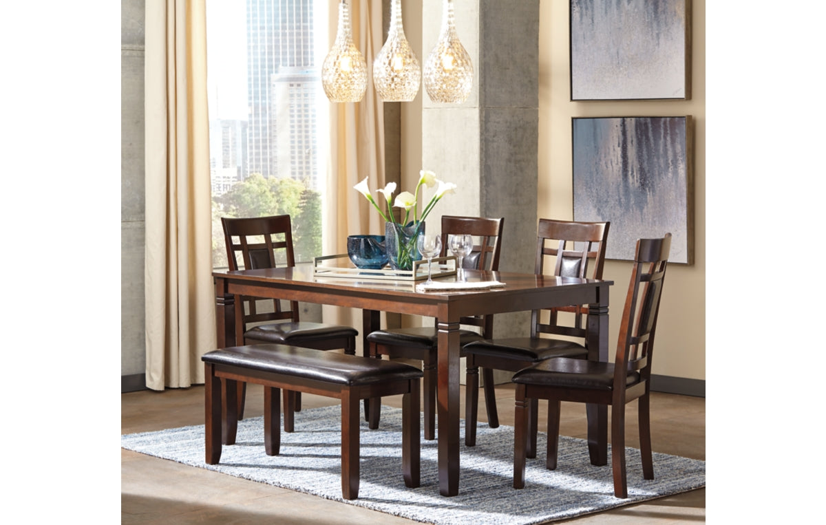 Bennox Dining Table and Chairs with Bench (Set of 6)