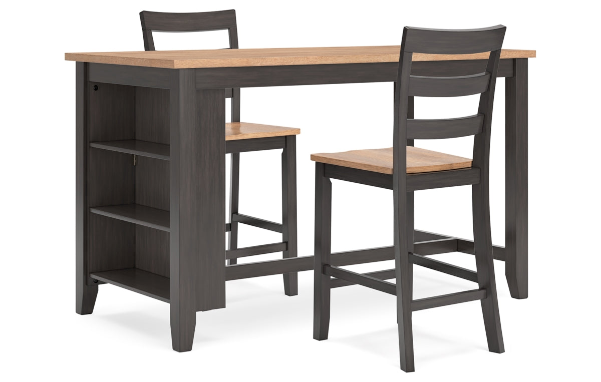 Gesthaven Counter Height Dining Table and 2 Barstools