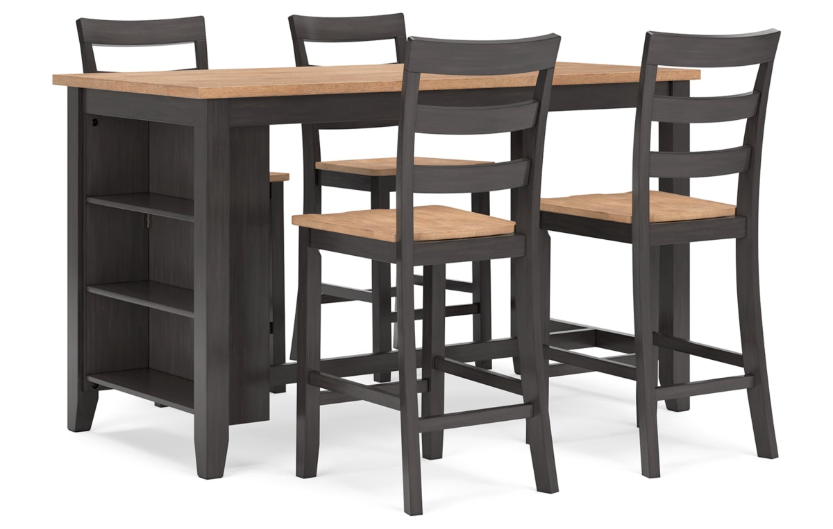 Gesthaven Counter Height Dining Table and 4 Barstools