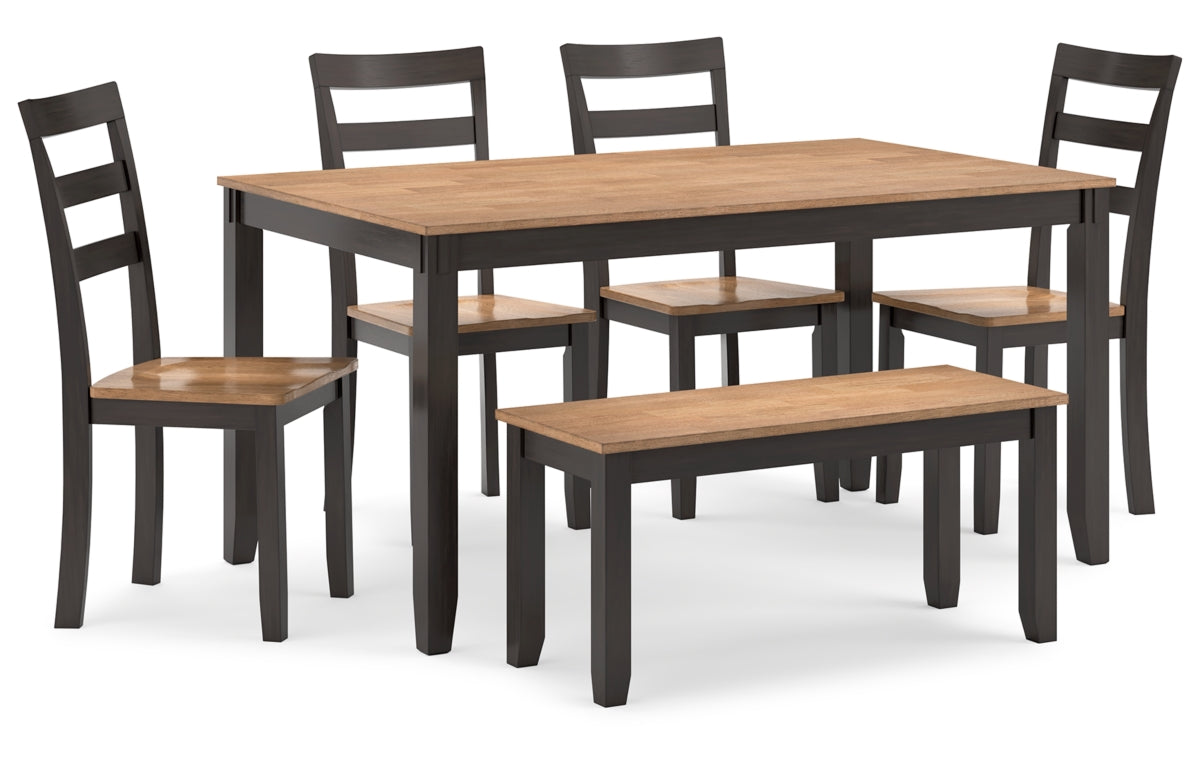 Gesthaven Dining Table with 4 Chairs and Bench (Set of 6)
