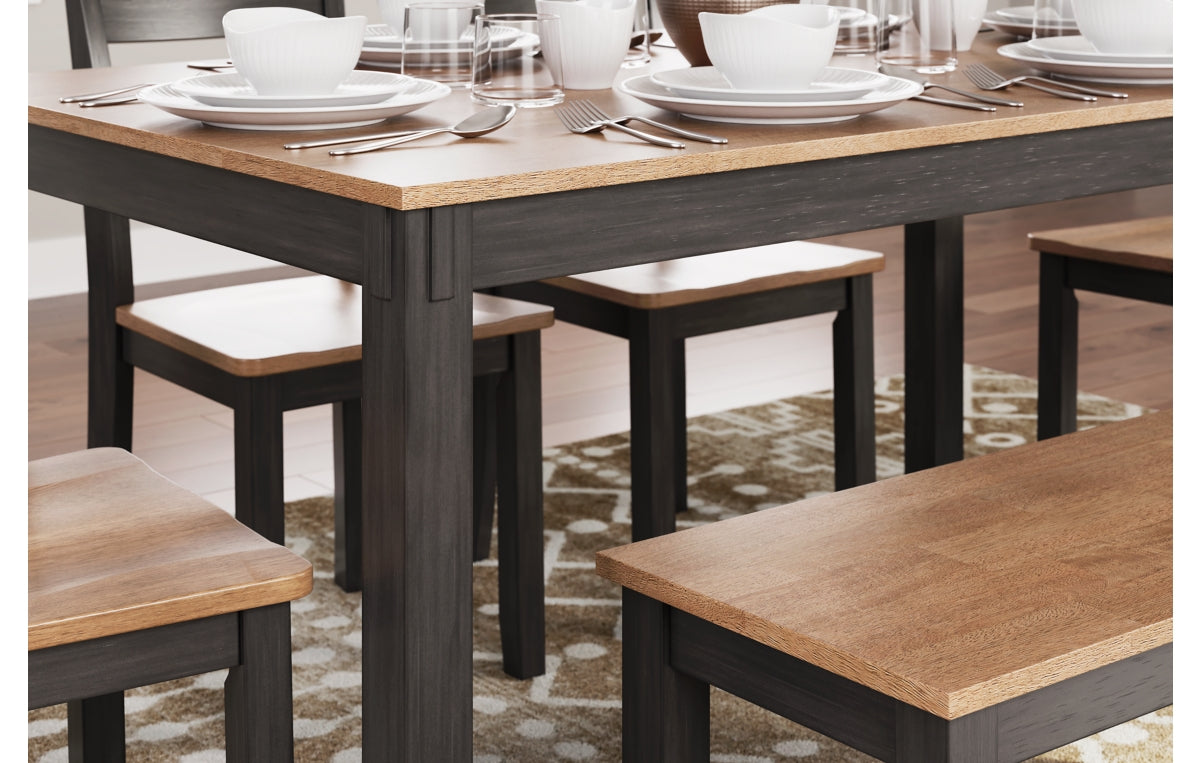 Gesthaven Dining Table with 4 Chairs and Bench (Set of 6)