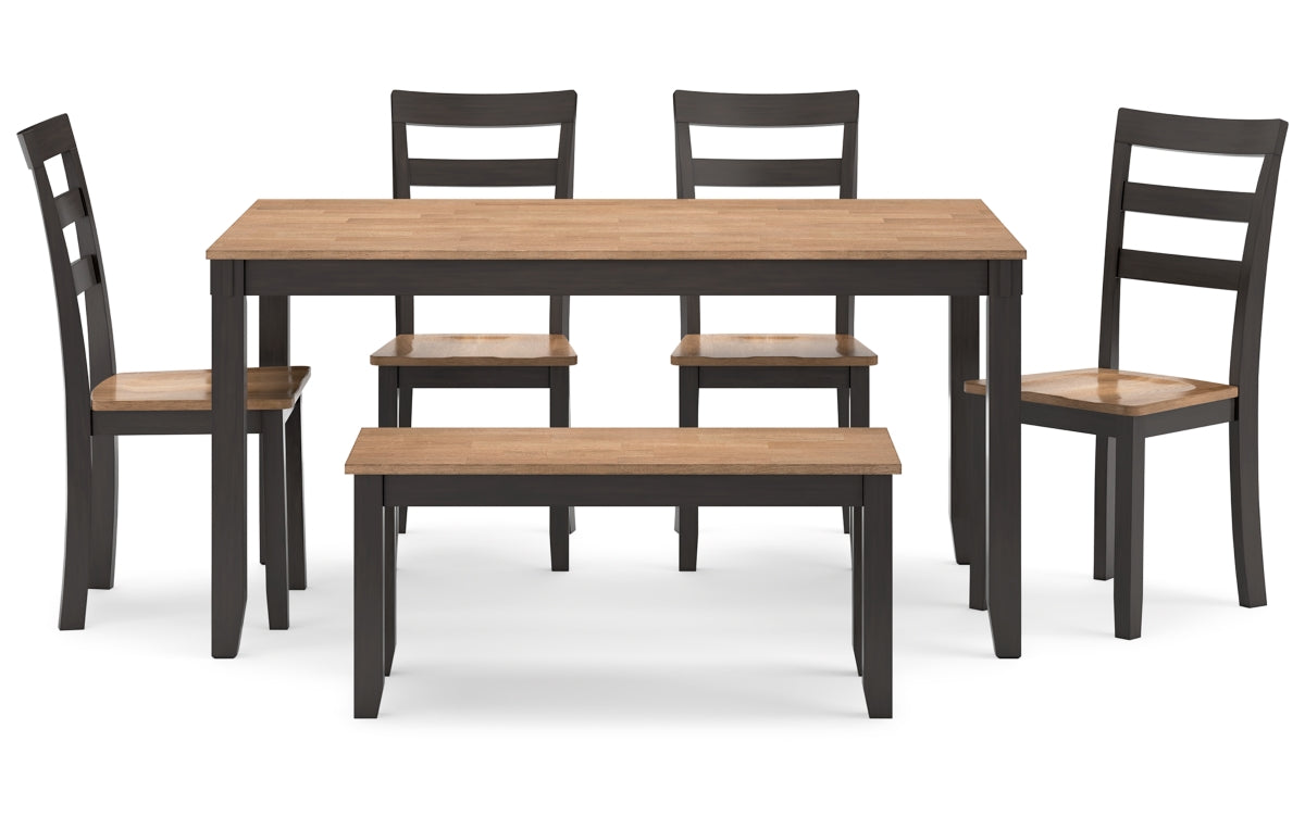 Gesthaven Dining Table with 4 Chairs and Bench (Set of 6)
