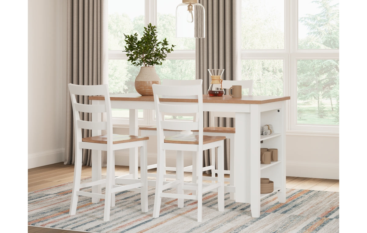 Gesthaven Counter Height Dining Table and 4 Barstools