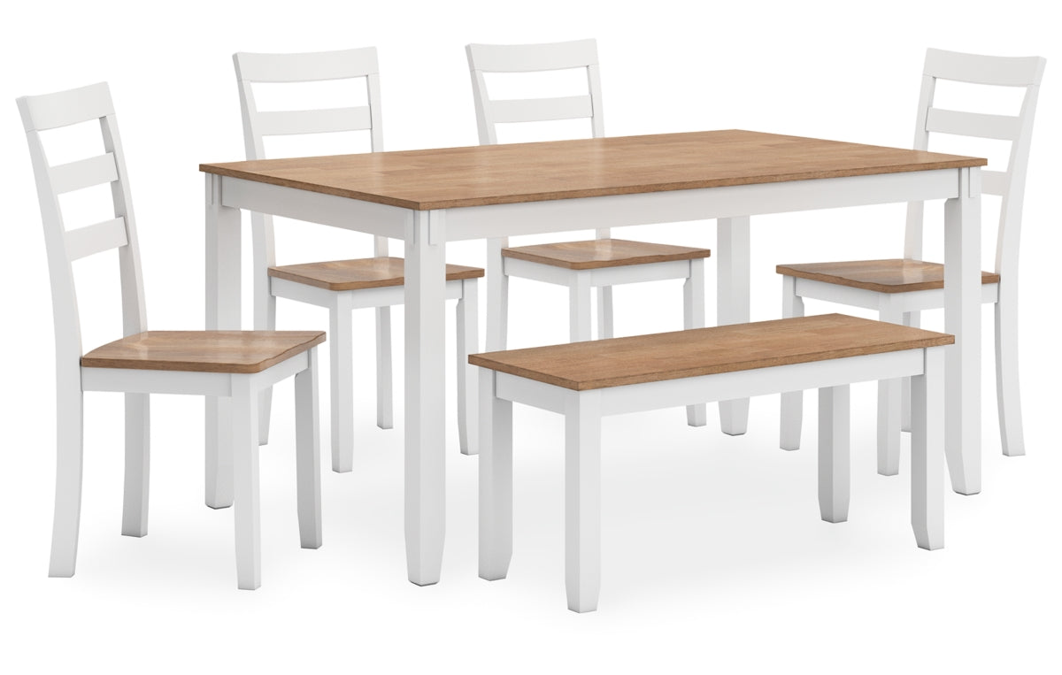 Gesthaven Dining Table with 4 Chairs and Bench (Set of 6)