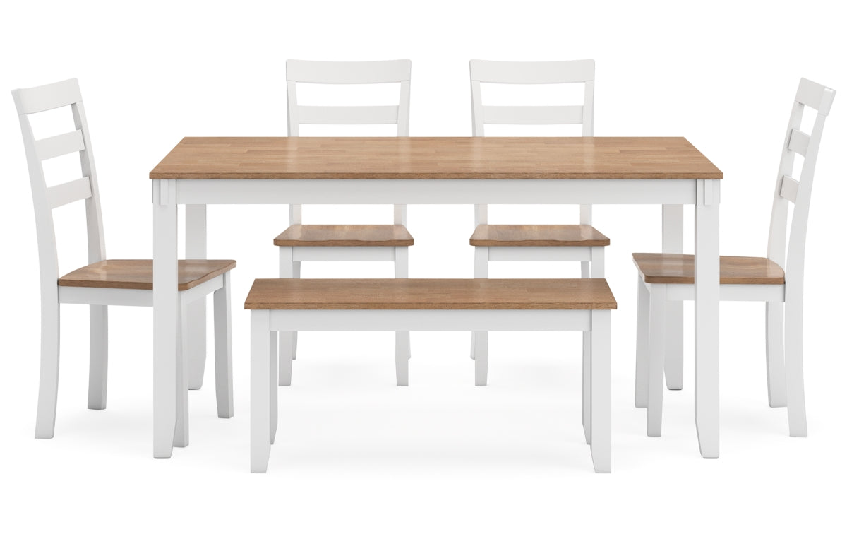 Gesthaven Dining Table with 4 Chairs and Bench (Set of 6)