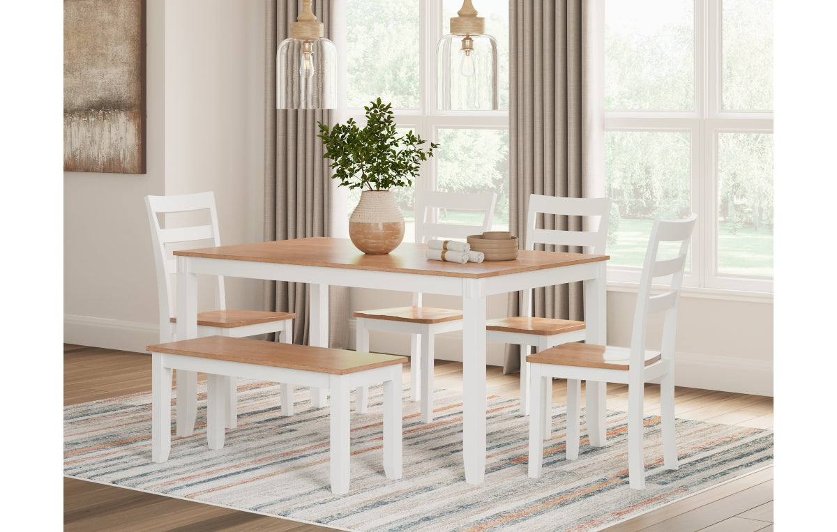 Gesthaven Dining Table with 4 Chairs and Bench (Set of 6)