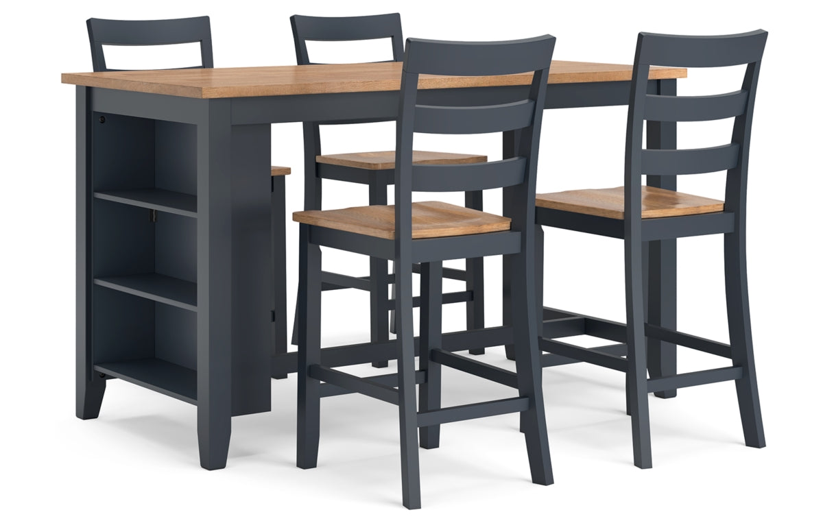 Gesthaven Counter Height Dining Table and 4 Barstools
