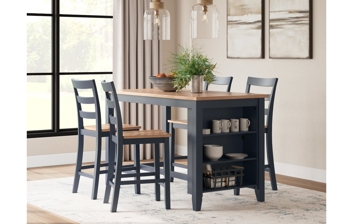 Gesthaven Counter Height Dining Table and 4 Barstools