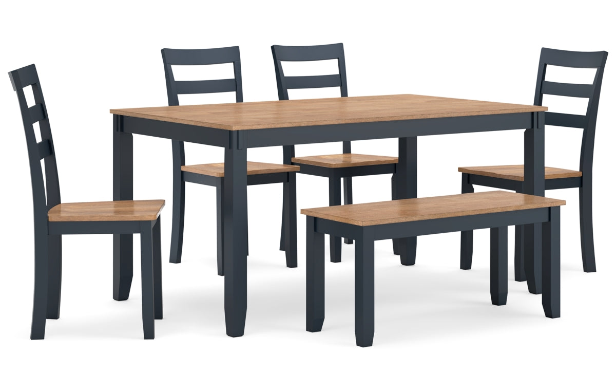 Gesthaven Dining Table with 4 Chairs and Bench (Set of 6)