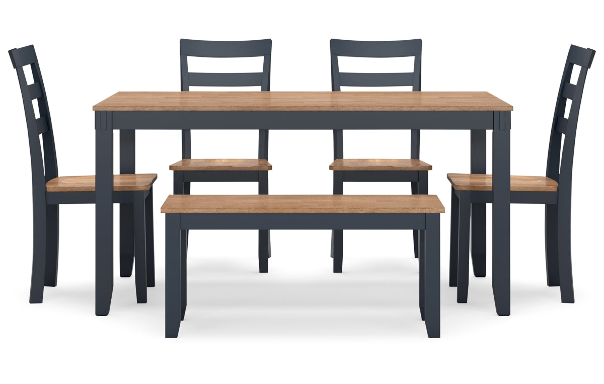 Gesthaven Dining Table with 4 Chairs and Bench (Set of 6)