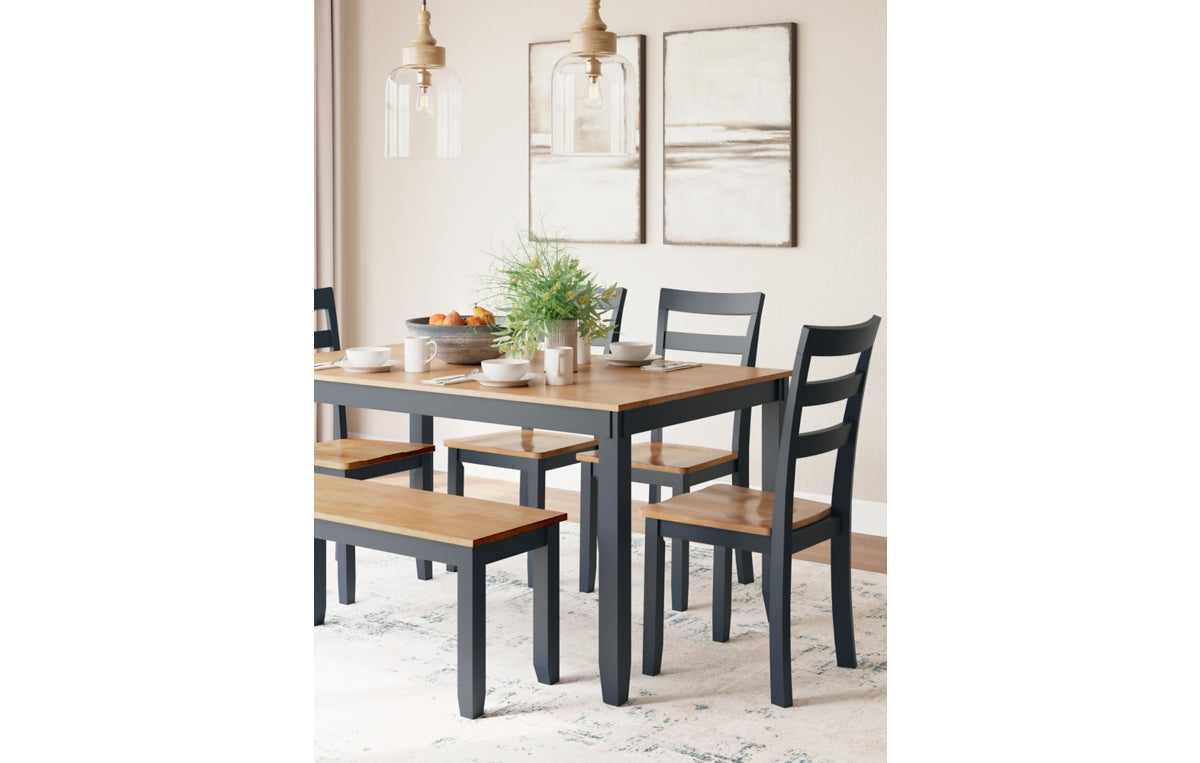 Gesthaven Dining Table with 4 Chairs and Bench (Set of 6)