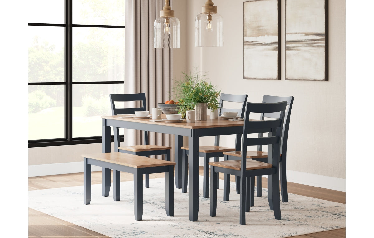 Gesthaven Dining Table with 4 Chairs and Bench (Set of 6)