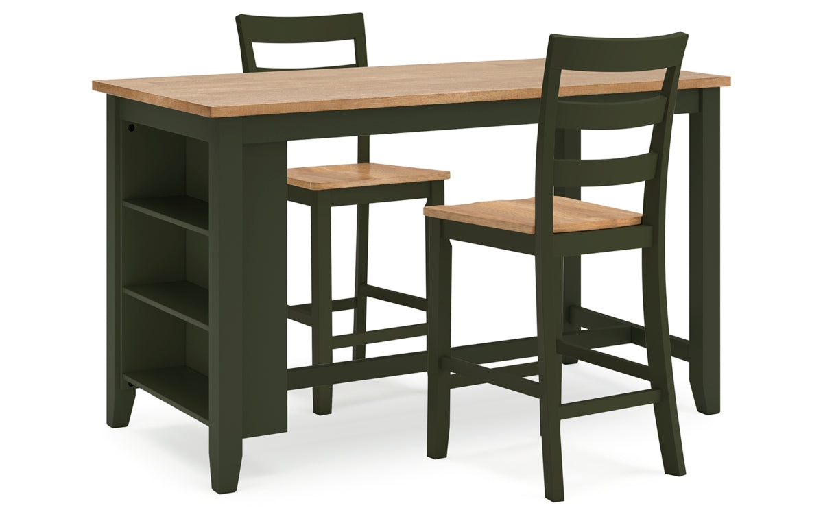 Gesthaven Counter Height Dining Table and 2 Barstools