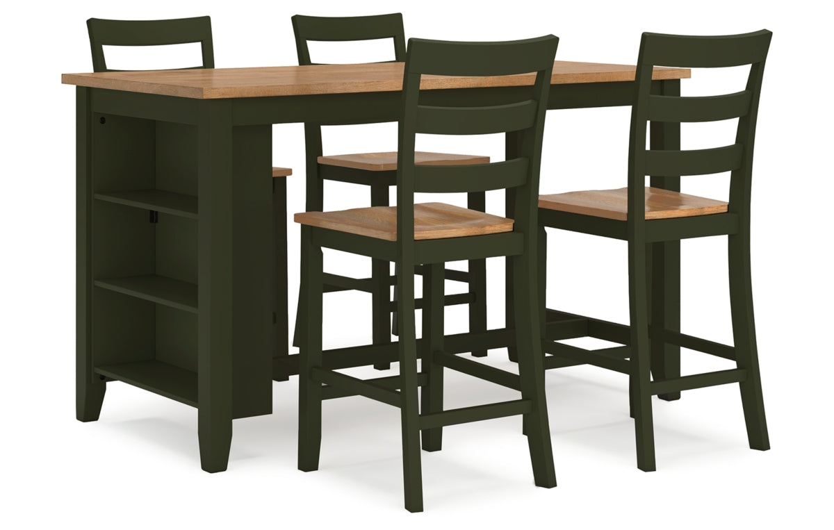 Gesthaven Counter Height Dining Table and 4 Barstools
