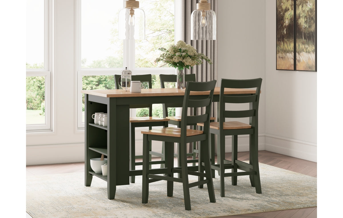 Gesthaven Counter Height Dining Table and 4 Barstools