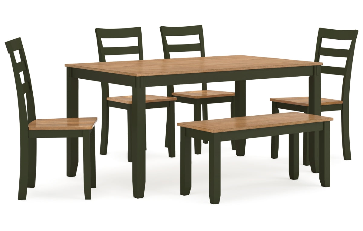 Gesthaven Dining Table with 4 Chairs and Bench (Set of 6)