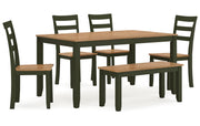 Gesthaven Dining Table with 4 Chairs and Bench (Set of 6)