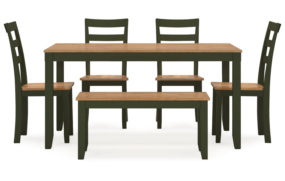 Gesthaven Dining Table with 4 Chairs and Bench (Set of 6)