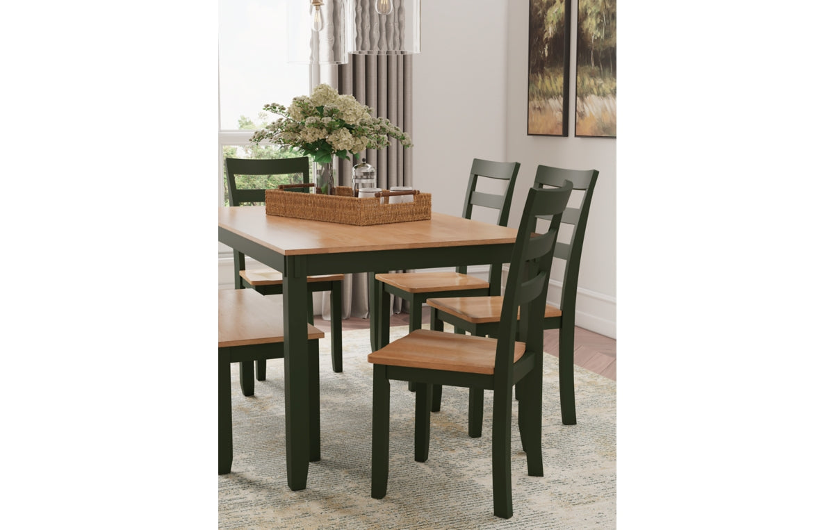 Gesthaven Dining Table with 4 Chairs and Bench (Set of 6)