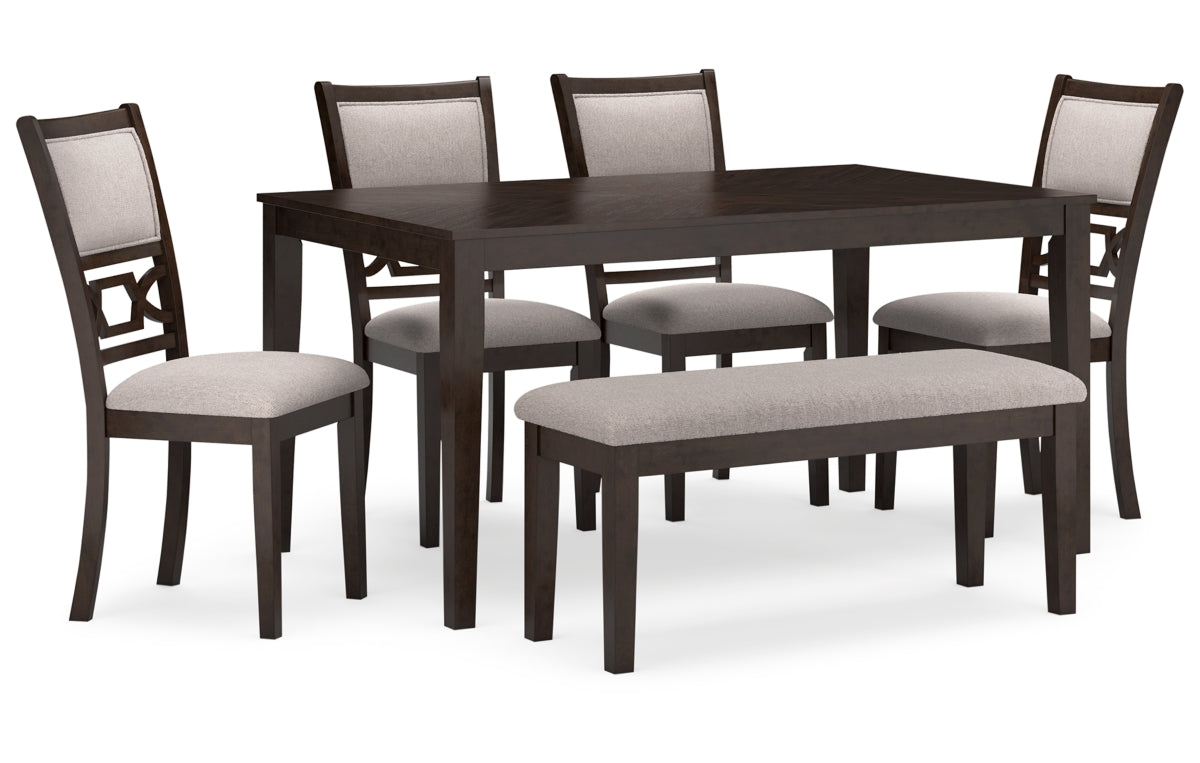 Langwest Dining Table and 4 Chairs and Bench (Set of 6)