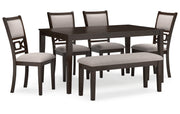 Langwest Dining Table and 4 Chairs and Bench (Set of 6)
