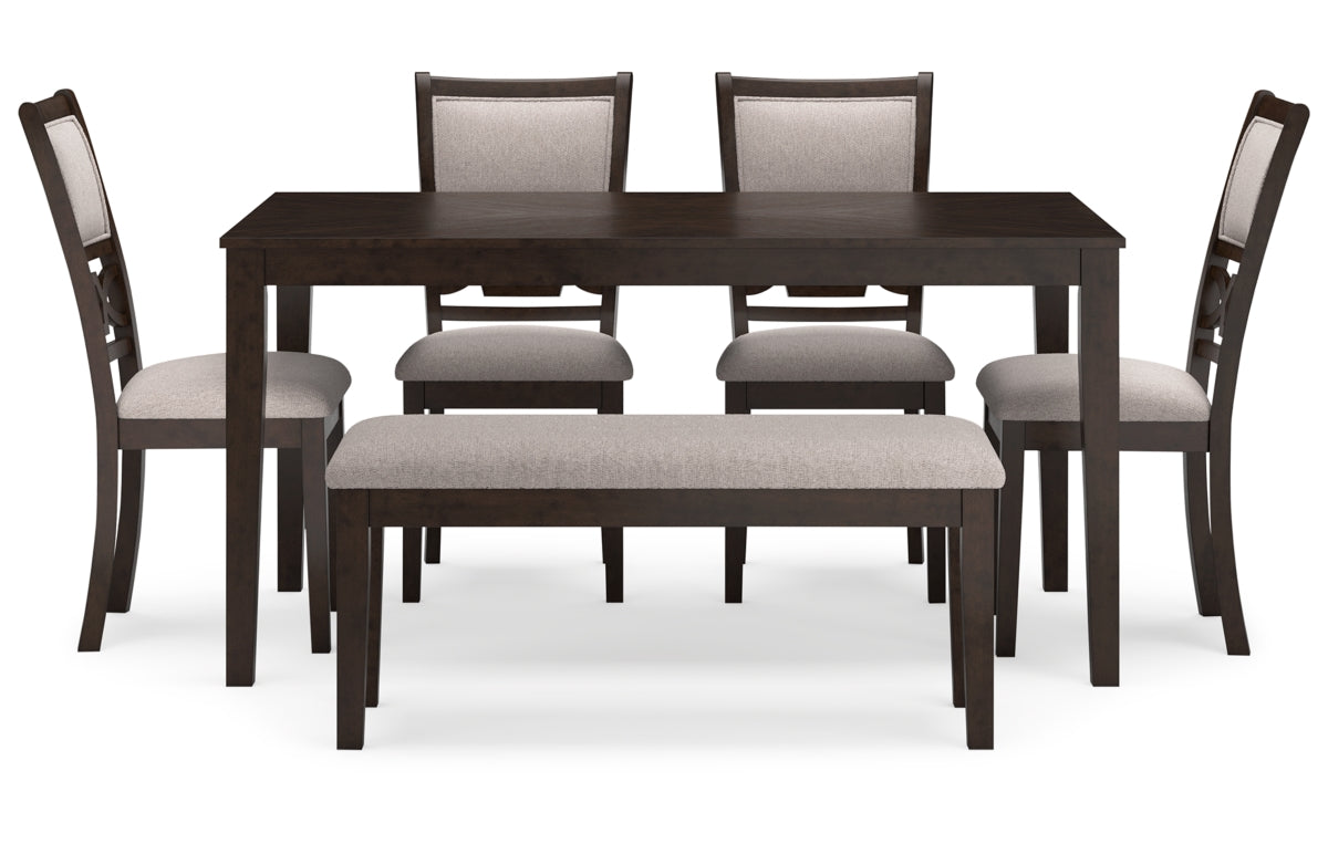 Langwest Dining Table and 4 Chairs and Bench (Set of 6)