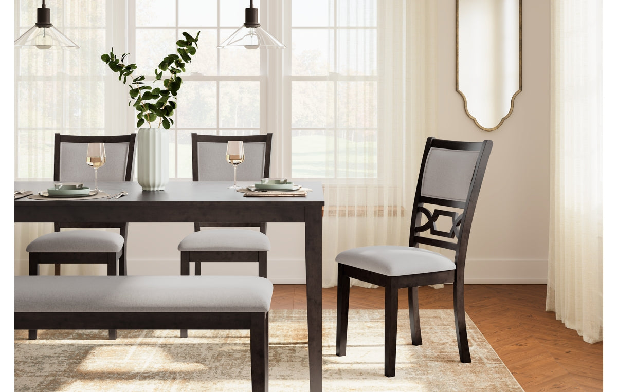 Langwest Dining Table and 4 Chairs and Bench (Set of 6)