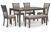 Wrenning Dining Table and 4 Chairs and Bench (Set of 6)
