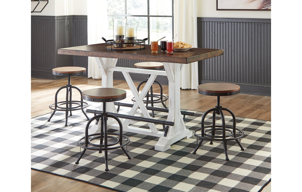 Valebeck Counter Height Dining Table and 4 Barstools