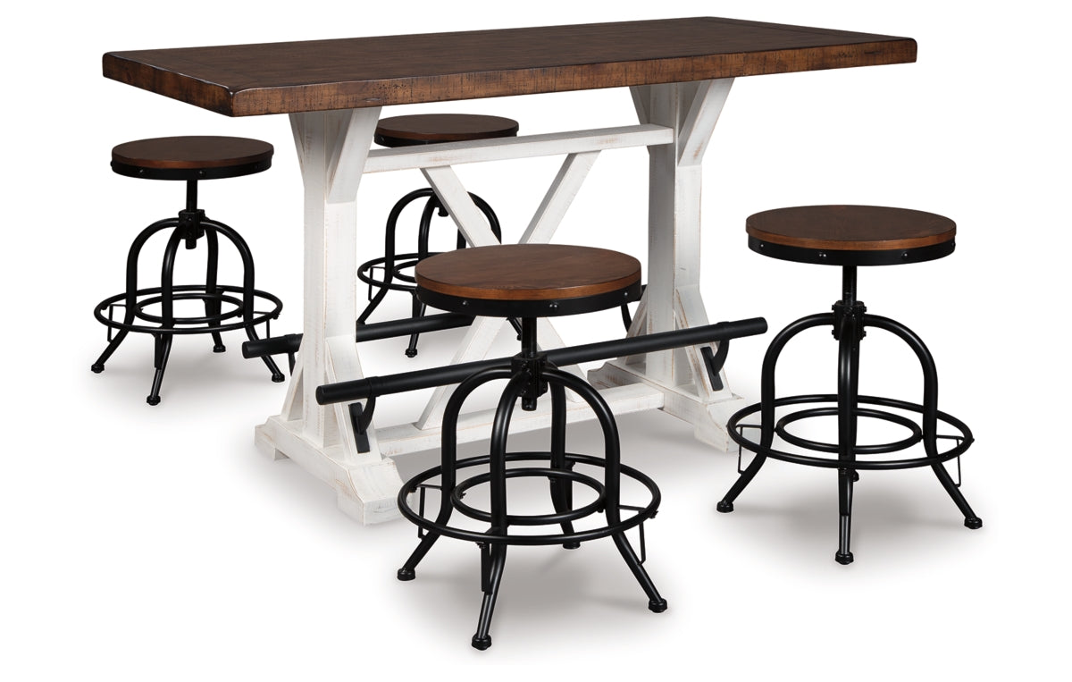 Valebeck Counter Height Dining Table and 4 Barstools