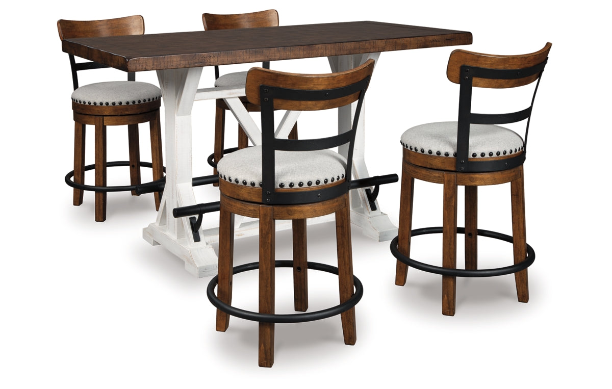 Valebeck Counter Height Dining Table and 4 Barstools