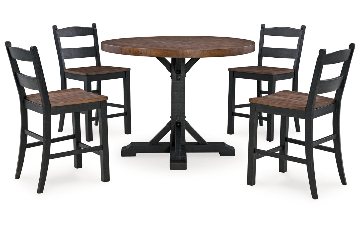 Valebeck Counter Height Dining Table and 4 Barstools