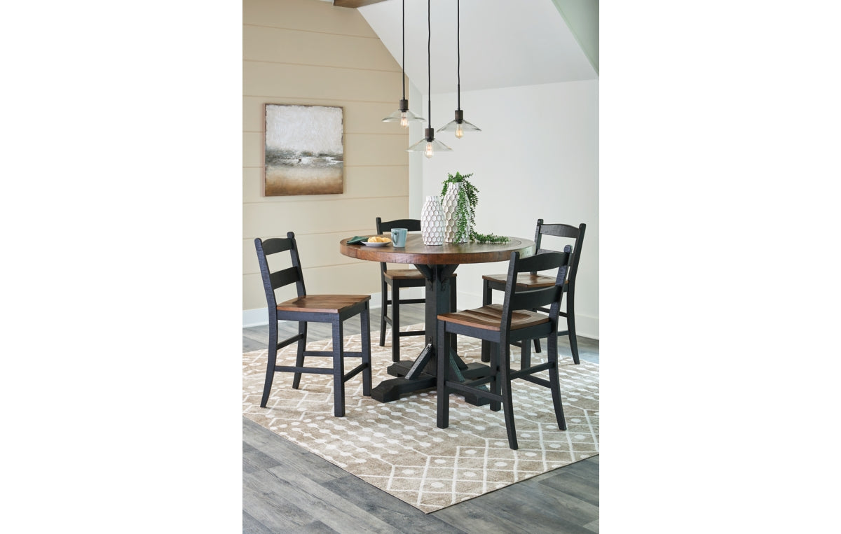 Valebeck Counter Height Dining Table and 4 Barstools