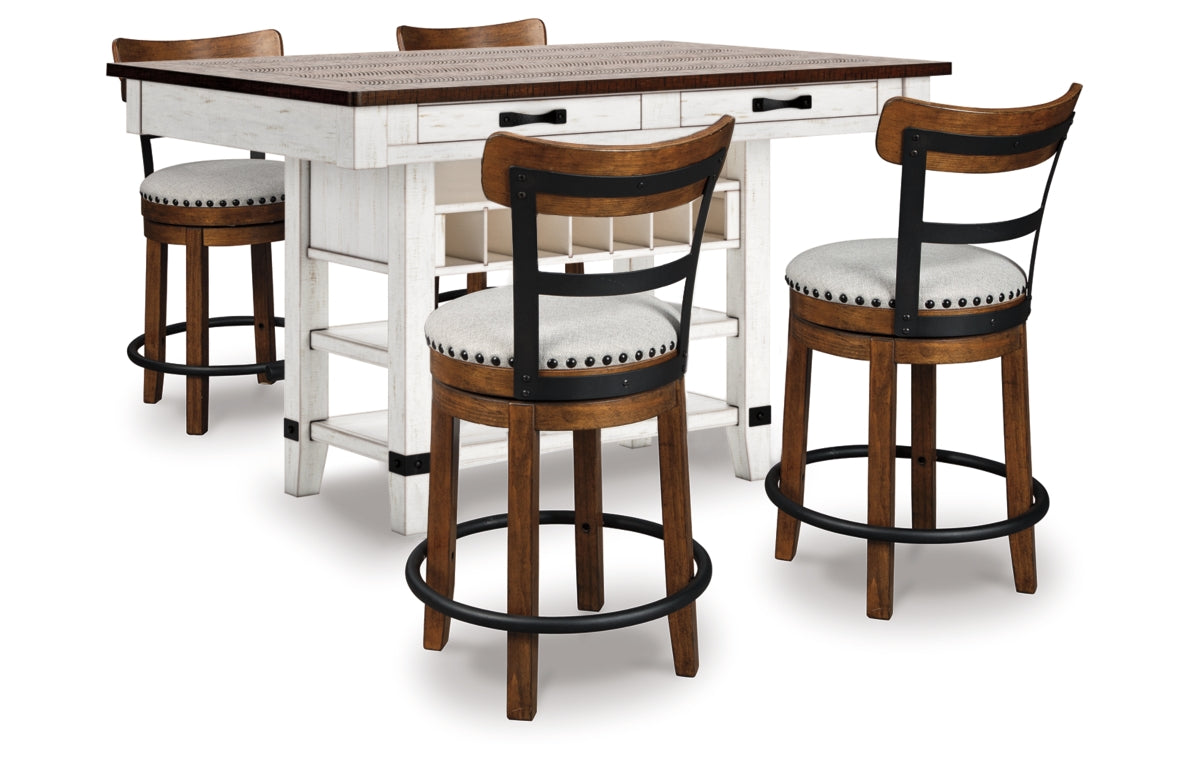 Valebeck Counter Height Dining Table and 4 Barstools