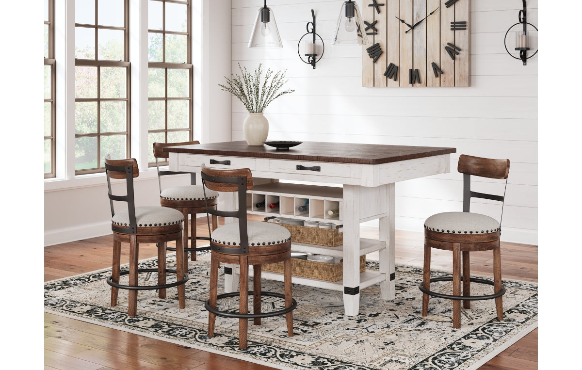 Valebeck Counter Height Dining Table and 4 Barstools