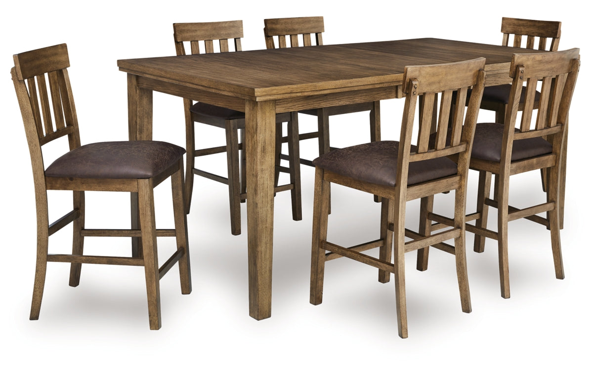 Urbinforte Counter Height Dining Table and 6 Barstools