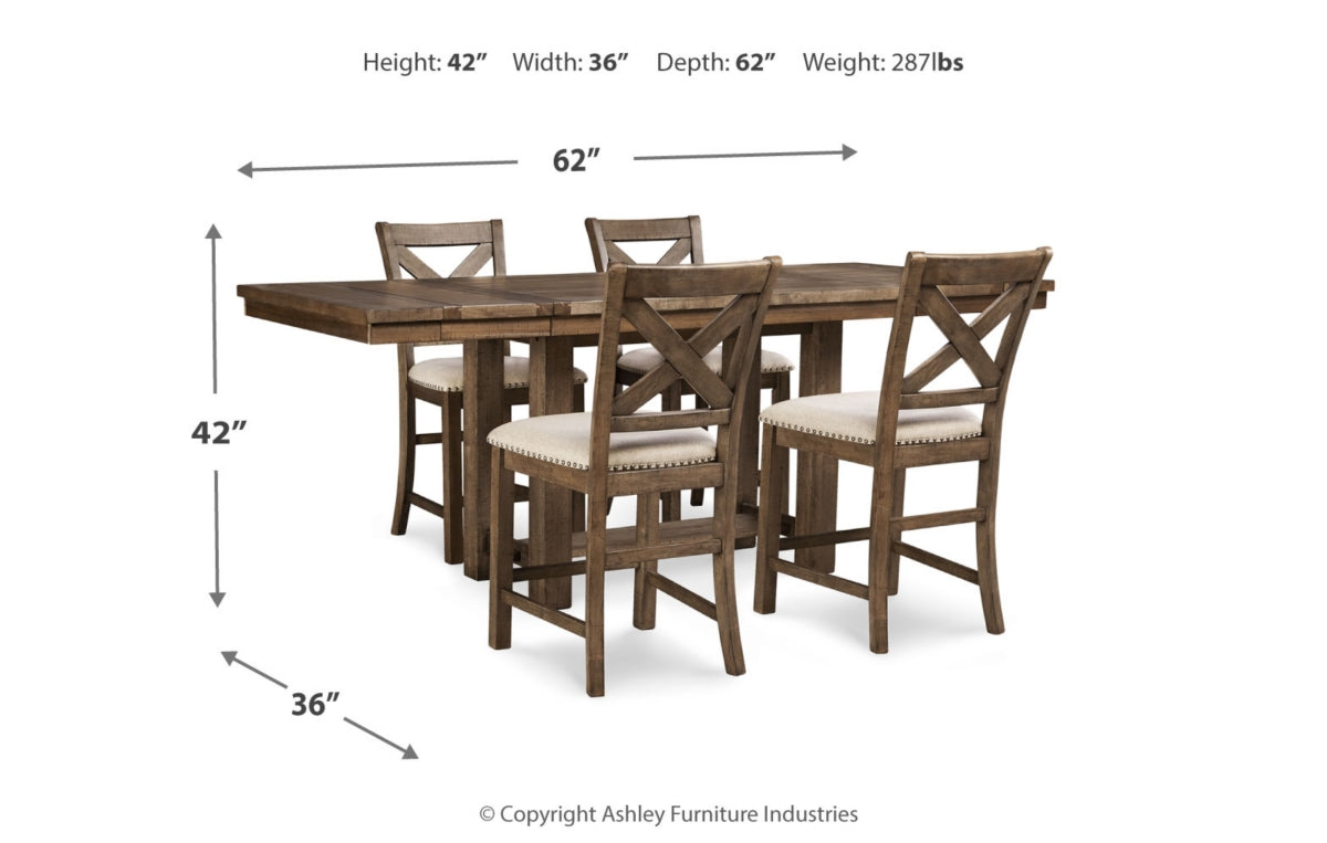 Moriville Counter Height Dining Table and 4 Barstools