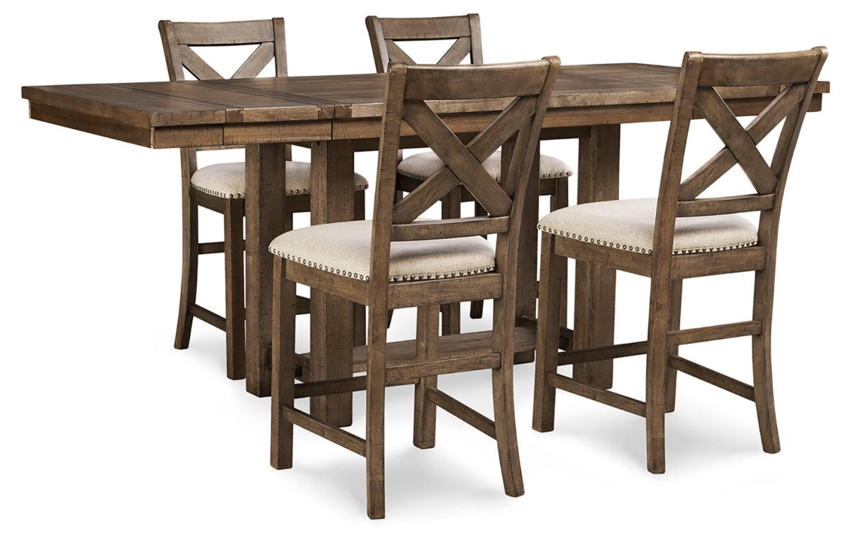 Moriville Counter Height Dining Table and 4 Barstools