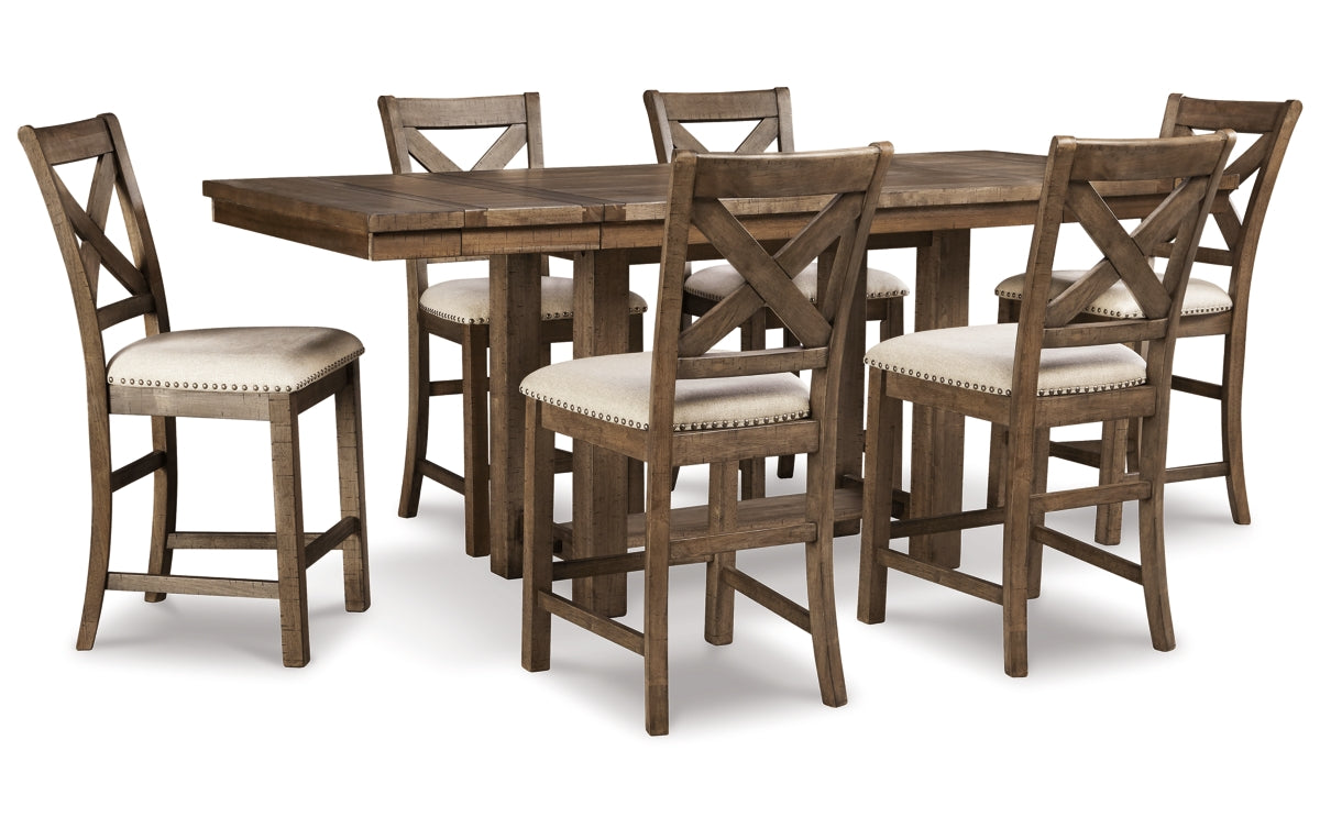 Moriville Counter Height Dining Table and 6 Barstools
