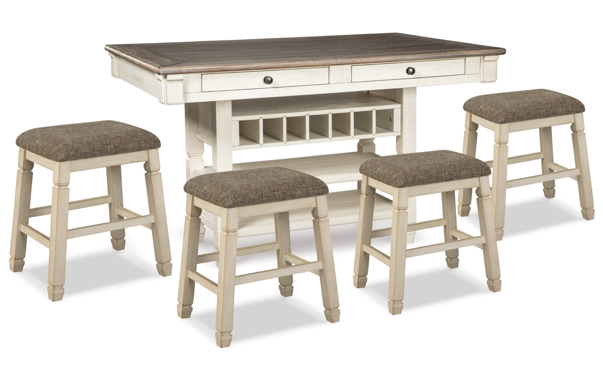 Bolanburg Counter Height Dining Table and 4 Barstools