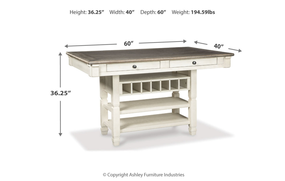 Bolanburg Counter Height Dining Table and 4 Barstools
