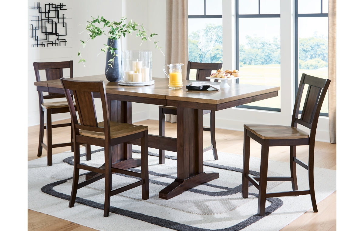 Rylandeen Counter Height Dining Table and 4 Barstools