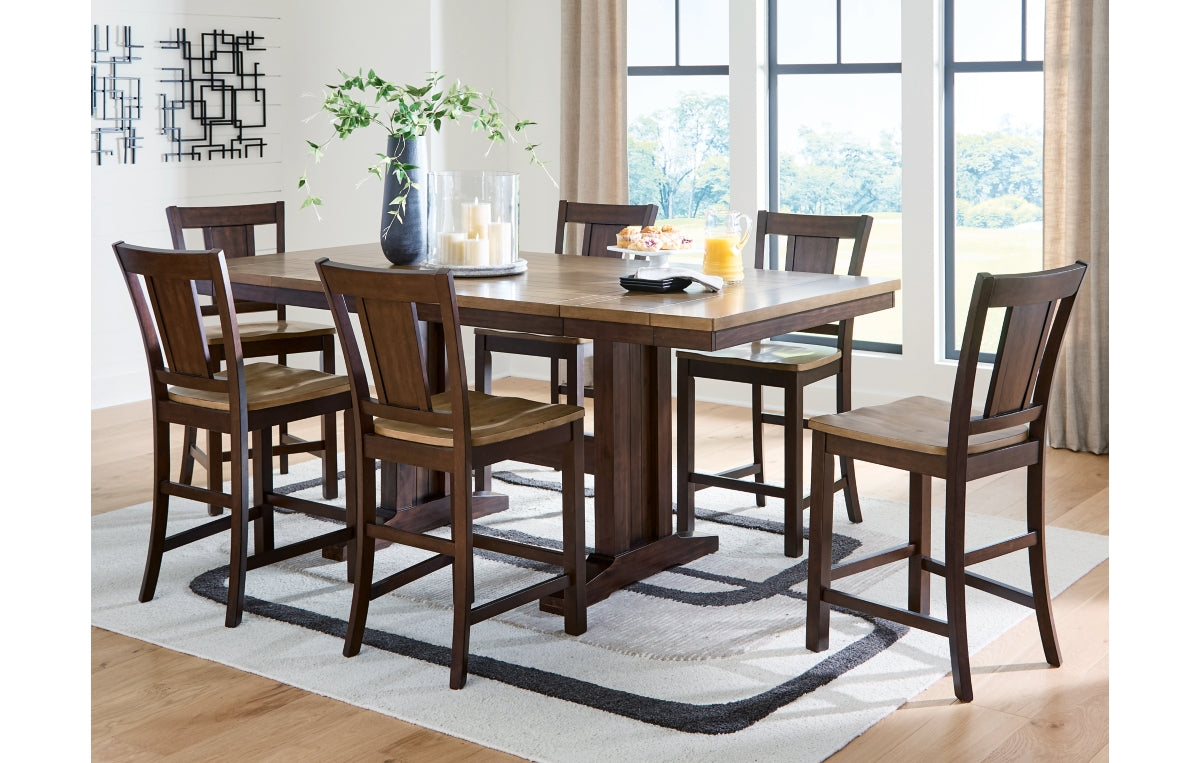Rylandeen Counter Height Dining Table and 6 Barstools