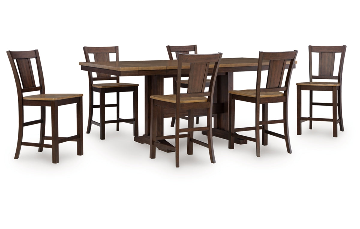 Rylandeen Counter Height Dining Table and 6 Barstools