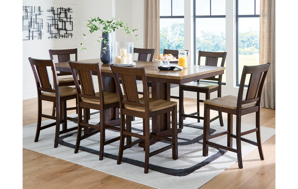 Rylandeen Counter Height Dining Table and 8 Barstools