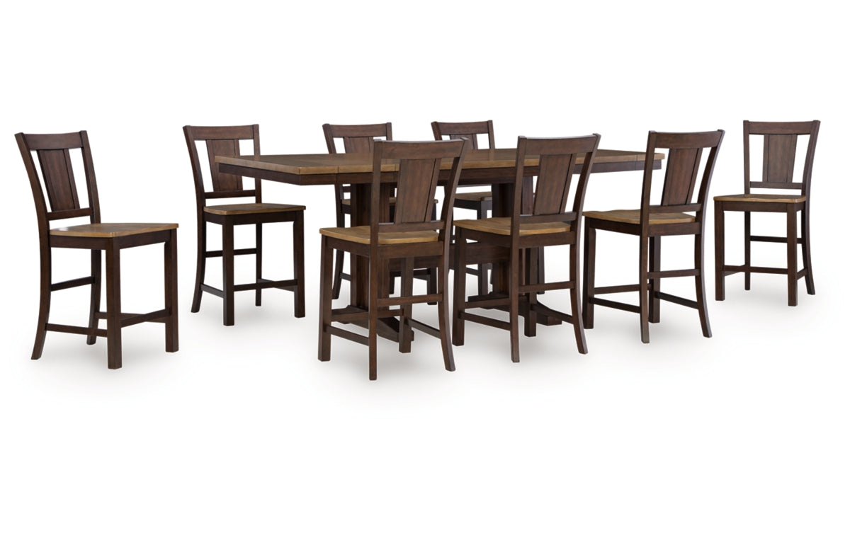 Rylandeen Counter Height Dining Table and 8 Barstools